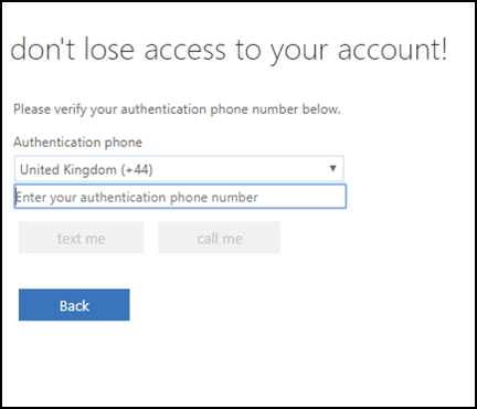Please verify your authentication phone number below.