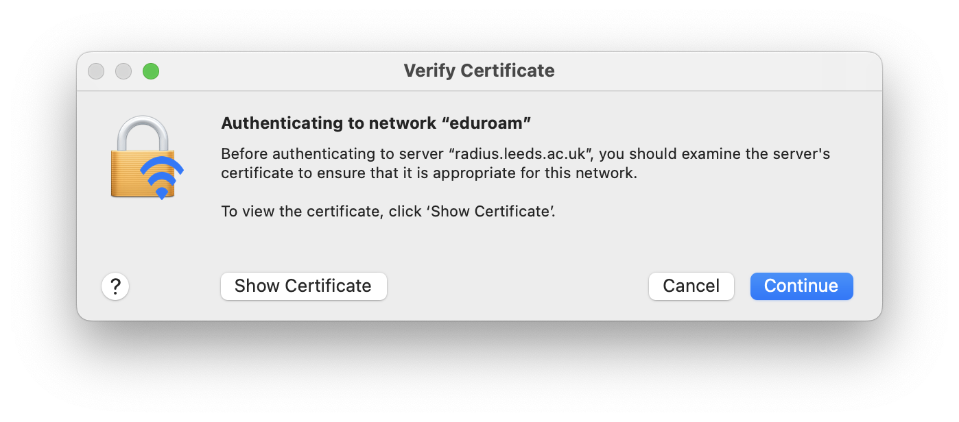 Certificate verification prompt